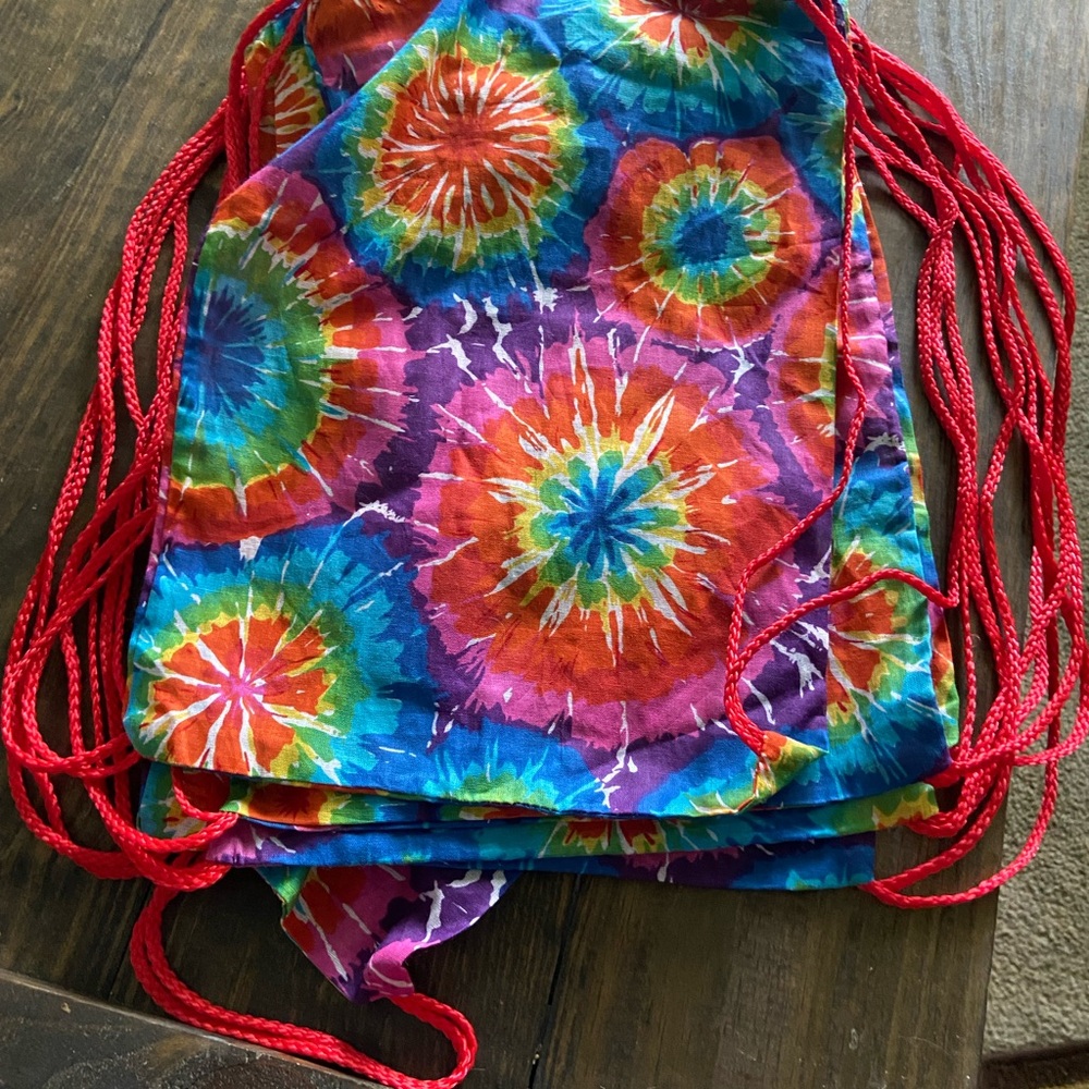 🍀5 for $25🍀 4 Count Tie-Dye Unisex Drawstring Cloth Backpack Mix & Match
